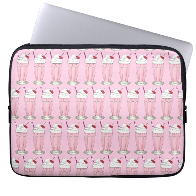 Rosa Jordgubberry Ice Cream Shake Milkshake Desser Laptop Sleeve (Framsidan)