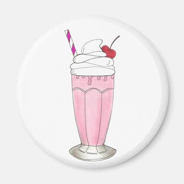 Rosa Jordgubberry Ice Cream Shake Milkshake Desser Magnet (Framsidan)