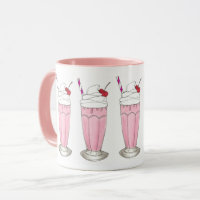 Rosa Jordgubberry Ice Cream Shake Milkshake Desser