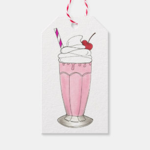 Rosa Jordgubberry Ice Cream Shake Milkshake Desser Presentetikett