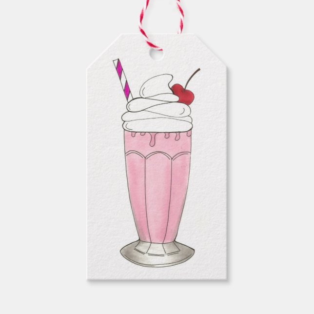 Rosa Jordgubberry Ice Cream Shake Milkshake Desser Presentetikett (Framsidan)