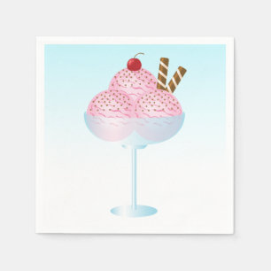 Rosa Jordgubberry Ice Cream Sundae Dessert Pappersservett