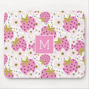 Rosa Jordgubbs Anpassningsbar Monogram Musmatta