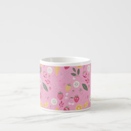 Rosa jordgubbs- och blomster-specialmugg espressomugg