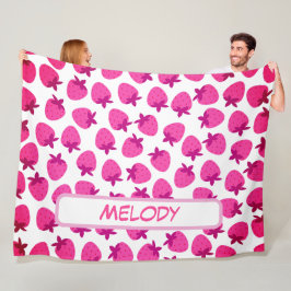 rosa jordgubbsbär fält sommarsäcksfrukt fleecefilt