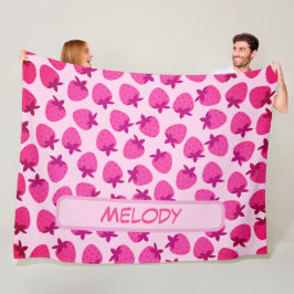 rosa jordgubbsbär fält sommarsäcksfrukt fleecefilt