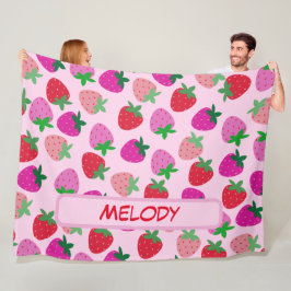 rosa jordgubbsbär fält sommarsäcksfrukt fleecefilt