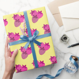 rosa jordgubbsbär fält sommarsöt naturfrukt presentpapper