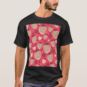 Rosa jordgubbsbär mönster: sömlös söt design t shirt