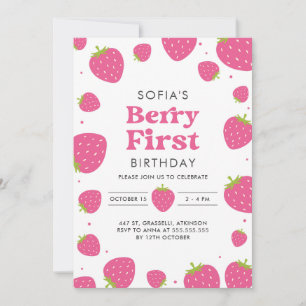 Rosa jordgubbsberry, första sommaren inbjudningar