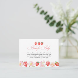 Rosa Jordgubbsblommiga Baby Shower-böcker för bebi Tilläggskort