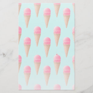Rosa jordgubbsice Cream Cone Mönster, Blue Brevpapper