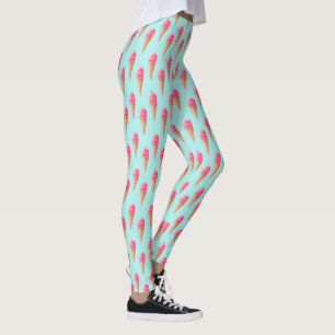 Rosa jordgubbsice Cream Cone Mönster, Blue Leggings