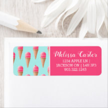 Rosa jordgubbsice Cream Cone Mönster, Blue