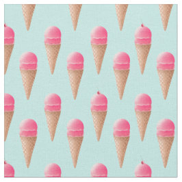 Rosa jordgubbsice Cream Cone Mönster, Blue Tyg