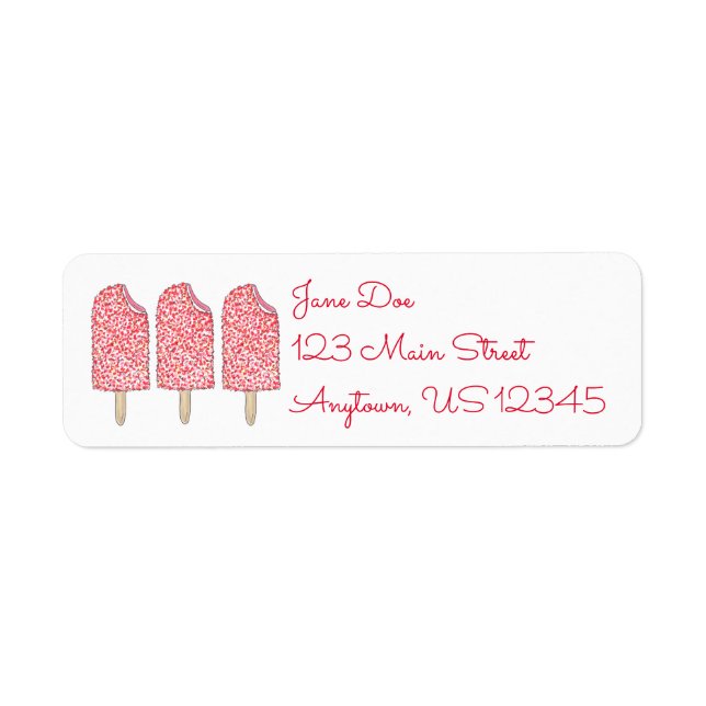 Rosa Jordgubbsodling - Eclair Popsicles-etiketter Returadress Etikett (Framsidan)