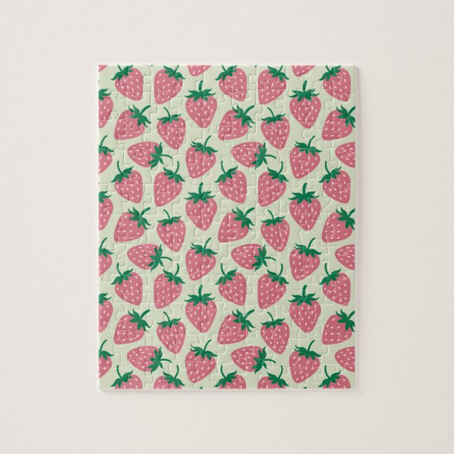 Rosa jordgubbssummer mönster pussel (Vertikal)