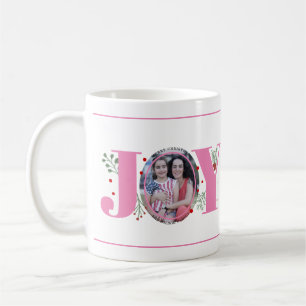 Rosa Joy med julfoto av bär Kaffemugg