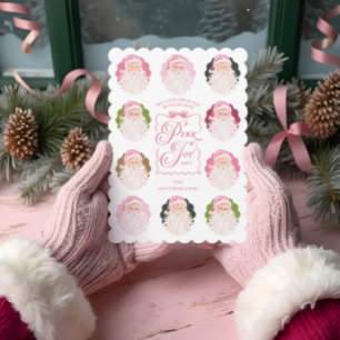 Rosa Joy Retro Roligt Vintage Watercolor Jultomten Julkort