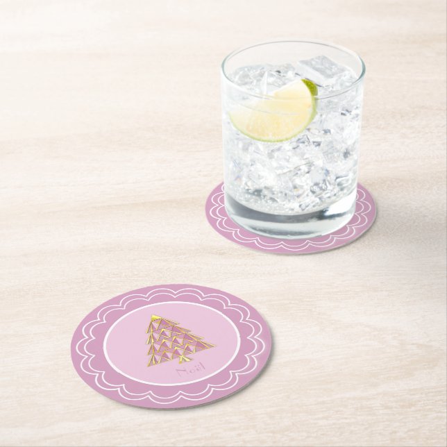 Rosa Joyoux Noel Papper Plate Underlägg Papper Rund (Insitu)