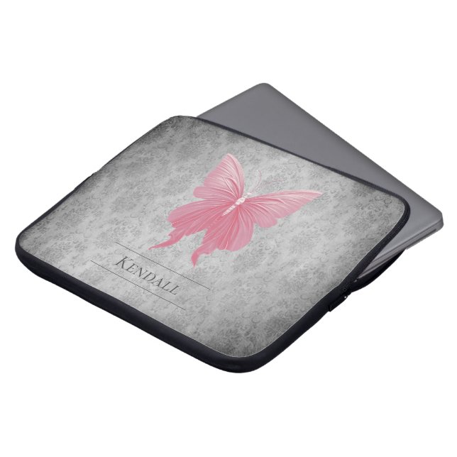 Rosa Jude Butterfly Damask Laptop Fodral (Framsida topp)