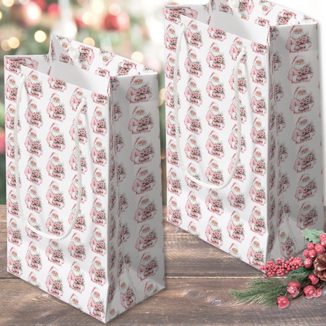 Rosa jul (Santa Claus Pink Christmas Small Gift Bag)