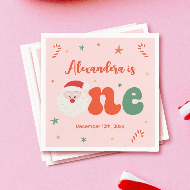 Rosa Jul 1:a födelsedag Party Pappersservett (Skapare uppladdad)