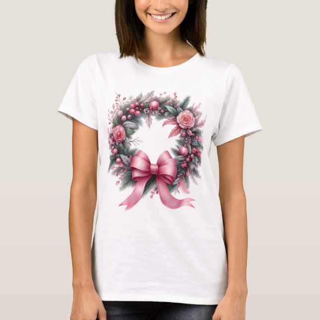 Rosa jul-andetag t shirt (Framsida)