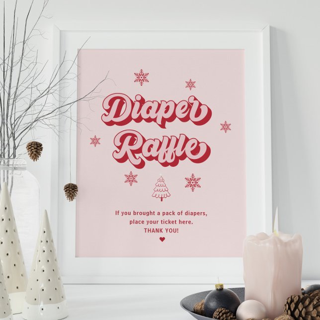 Rosa Jul Baby Shower Diaper Raffle Poster (Skapare uppladdad)