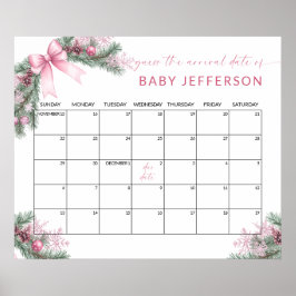 Rosa jul baby shower gissa förfallodatum kalender poster