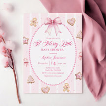 Rosa jul baby shower inbjudan