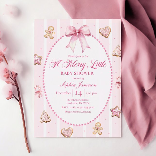 Rosa jul baby shower inbjudan (Skapare uppladdad)