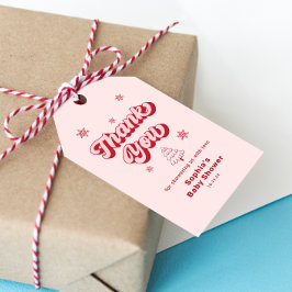 Rosa jul Baby Shower Tacksamhetspresent Presentetikett