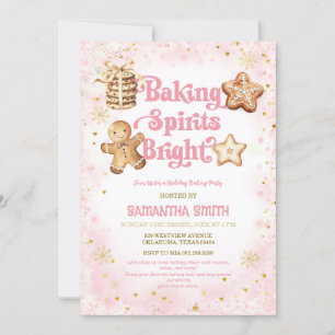 Rosa jul Baking Spirits Bright Baking Party Inbjudningar
