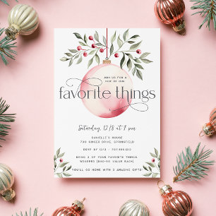 Rosa Jul Bauble Favorite Sak Party Inbjudningar