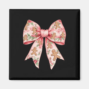 Rosa Jul Bow Coquette Julafton Gingerbröd Kvinnor Magnet