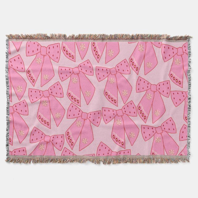 Rosa Jul Bows Filt (Framsidan)