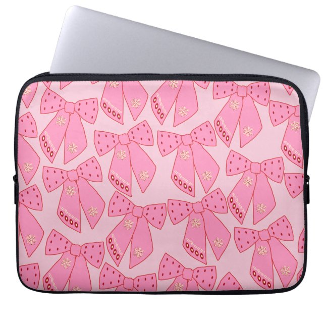 Rosa Jul Bows Laptop Fodral (Framsidan)