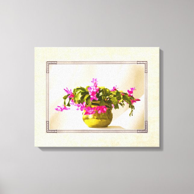 Rosa Jul Cactus Floral Photography Canvastryck (Framsida)