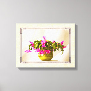 Rosa Jul Cactus Floral Photography Canvastryck