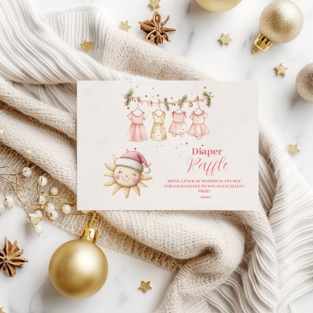 Rosa Jul Clothesline Diapper Raffle Tilläggskort (Skapare uppladdad)