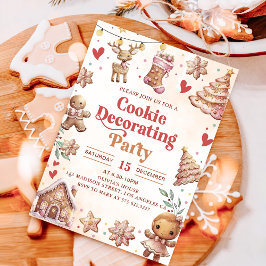Rosa jul-cookie-inbjudan till dekorationspart inbjudningar