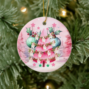 Rosa Jul-dentist God jul Ornament
