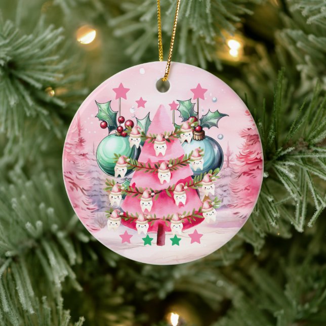 Rosa Jul-dentist God jul Ornament (Träd)
