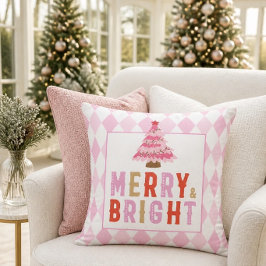 Rosa jul diamantmönster Glad och ljus Kudde