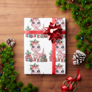 Rosa jul Dino flicka baby shower Presentpapper