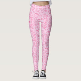 Rosa jul Doodle | Festive Stil Leggings