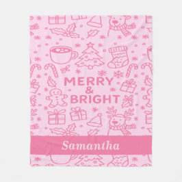 Rosa jul Doodle | Mysigt Helgdag Fleecefilt