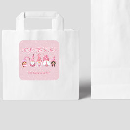 Rosa jul, fem Gnomes-anpassningsbar Fyrkantigt Klistermärke