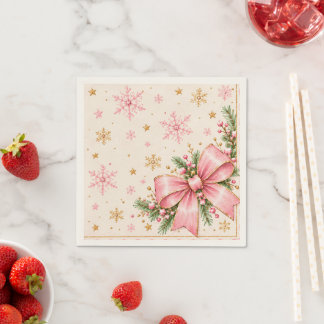Rosa jul födelsedags servetter | Elegant rosa slin